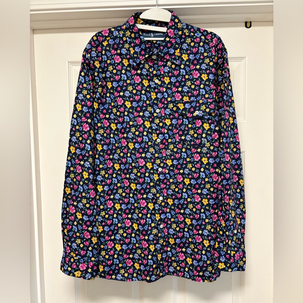 Men’s Ralph Lauren button up Floral Shirt Fun Unique Dress Casual Large HTF Rare
